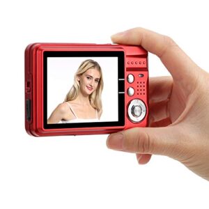 8X Zoom Card Digital Camera, Portable 18 MP 2.7in 1280x720 Full HD LCD Display CMOS Auto Focusing Pocket Camera Support 32GB Memory Card, for AdultSeniorsKids (Red)