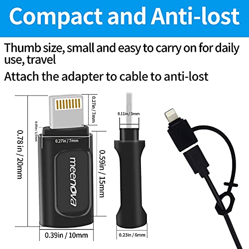 2Pack, Meenova USB C Female to iOS 15 Male Charging Converter, 2.4A12W for iPhone 13 Mini, Pro Max, 12, 11, Xs, Sync Data,Compatible with eMarker PD Type-C Cable,Anti-Lost Rubber Keeper Attach to Cord