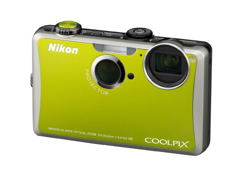 Nikon Coolpix S1100pj 14 MP Digital Camera with 5x Wide Angle Optical Vibration Reduction (VR) Zoom and 3-Inch LCD and Built-in Projector (Green)