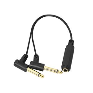 1/4 inch splitter 6.35mm trs stereo female to 90 degree dual 6.35mm mono ts male aux adiuo y splitter cable for studios pro sound & dj’s 11inch