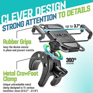 CAW.CAR Accessories Metal Bike & Motorcycle Phone Mount - The Only Unbreakable Handlebar Holder for iPhone, Samsung or Any Other Smartphone. +100 to Safeness & Comfort