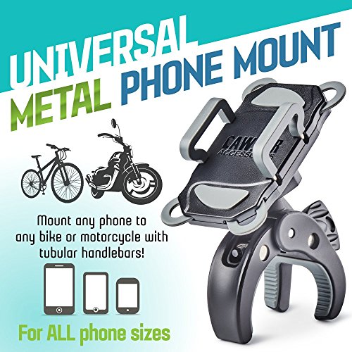 CAW.CAR Accessories Metal Bike & Motorcycle Phone Mount - The Only Unbreakable Handlebar Holder for iPhone, Samsung or Any Other Smartphone. +100 to Safeness & Comfort