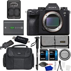 Sony Alpha 9 II Mirrorless Camera Bundle with Extra Battery, 2X 64GB SDXC Card, Gadget Bag, Dually Charger, Accessory Rollup, Monopod + More | Sony a 9II