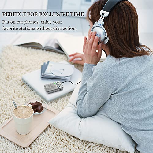 PRUNUS DE333 Portable Radio Mini AM FM Pocket Transistor Radio with Excellent Reception, Tuning Knob with Signal Indicator, AAA Battery Operated for Walking and Jogging