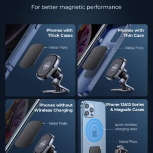 JOYROOM 2-Pack Magnetic Phone Holder for Car, [2022 Upgraded 6 Stronger N52 Magnets] Extreme Magnetism Car Phone Holder Mount for iPhone 14 13 Pro X XR, Samsung Galaxy etc