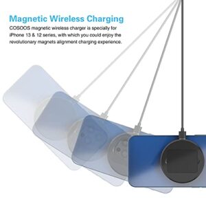 COSOOS Compatible with Mag-Safe Charger, Magnetic Wireless Charger for iPhone 14 Pro Max,14 Pro,14 Plus,14/13 Pro Max,13 Pro,12,Airpods 3,Fast Wireless Charging Pad with Adapter & 5ft Charging Cable