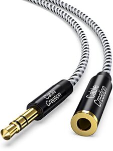 3.5mm headphone extension cable, cablecreation 3.5mm male to female stereo audio cable for phones, headphones, speakers, tablets, pcs, mp3 players and more, (10ft/3m)