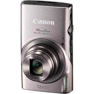 Canon Power-Shot ELPH 360 HS Digital Camera (Silver) (1078C001) + 64GB Memory Card + NB11L Battery + Case + Charger + Card Reader + Corel Photo Software + Flex Tripod + More (14 Items) (Renewed)