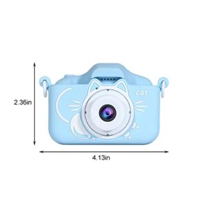 Kids Cat Cartoon Camera for 3-12 Year Boys/Girls, Kids HD Digital Camera for Toddler with 20 megapixel, Double Lens Chritmas Birthday Festival Gifts for Kids, Selfie Camera, 32GB TF Card (blue)