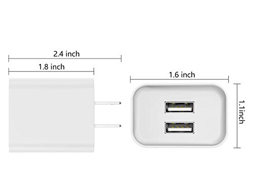 Wall Charger, USB Adapter, SUPWISER 2 Pack 10W Dual Port Quick Charger Plug Cube Replacement for iPad iPhone 11/XR/XS/8/7/6S/6 Plus,Samsung Galaxy S7/S6/S5 Edge, LG, HTC, Moto, Kindle and More