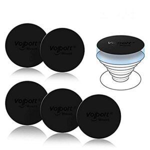 volport mount metal plates replacement 6pcs for magnetic phone magnet car mount, phone 3m strong magicplate metal disc sticker adhesive round for magnet cell phone holder grip(pops stand not included)