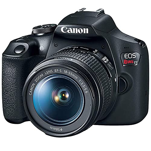 Canon EOS Rebel T7 DSLR Camera 24.1MP with EF-S 18-55mm Lens + A-Cell Accessory Bundle Includes: 2 Pack SanDisk 32GB Memory Card + Flash + Case + Much More (Renewed)