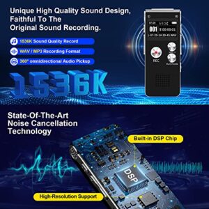 32GB Digital Voice Recorder - Voice Activated Recorder with Playback, Portable Tape Recorder for Lectures, Meetings, Interviews, Audio Recorder with Microphone USB Cable, MP3 Player