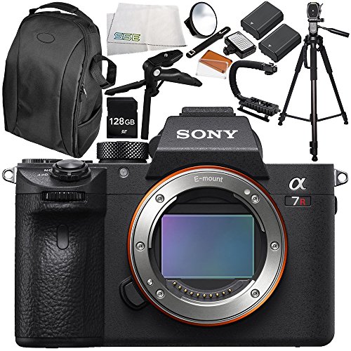 Sony Alpha a7R III Mirrorless Digital Camera (Body Only) 10PC Accessory Bundle – Includes 128GB SD Memory Card + LED Light Flash with Large Diffuser & Bracket + More