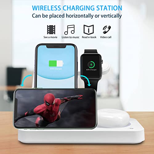 3 in 1 Wireless Charging Station for Apple Devices, Wireless Charger iPhone That Can Simultaneously Charge Cell Phones, Watches, and Headphones, Charging Station for Multiple Devices Apple