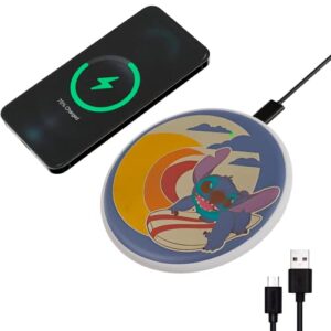disney lilo and stitch wireless charging pad- lilo and stitch gifts for fans of stitch stuff and accessories- universally compatible stitch wireless charging station for all qi enabled phones