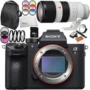 sony alpha a7r iii mirrorless digital camera with sony fe 70-200mm f/2.8 gm oss lens 9pc accessory bundle – includes 64gb sd memory card + more