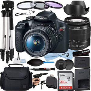 canon eos rebel t7 dslr camera 24.1mp with ef-s 18-55mm lens + a-cell accessory bundle includes: sandisk 32gb memory card + full size tripod + case + uv filter + much more, gb card (renewed)