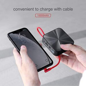 KONFULON Portable Charger 10000mAh Power Bank, iPhone Charger,Ultra Compact Backup Battery with Built in Cable Compatible with iPhone 11/XS/XR/X/8/8P/7/6/6S
