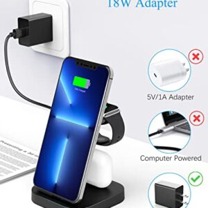 3in1 Charger Station for Apple Products, 18W Fast Apple Charging Station Compatible with iPhone 14/13/12/11/X/8 Series, Apple Watch Ultra/8/SE/7/6/5/4/3/2/1, AirPods Pro/3/2/1, Adapter Cable Included