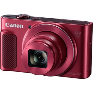 Canon PowerShot SX620 HS Digital Camera (Red) (1073C001), 2 x 64GB Card, 3 x NB13L Battery, Corel Photo Software, Charger, Card Reader, LED Light, Soft Bag + More (Renewed)