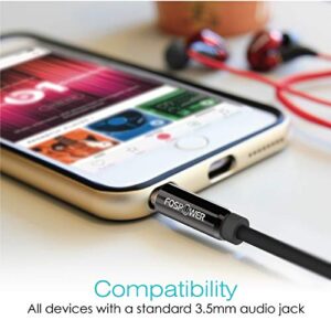 FosPower Audio Cable (25 FT), Stereo Audio 3.5mm Auxiliary Short Cord Male to Male Aux Cable for Car, Apple iPhone, iPod, iPad, Samsung Galaxy, HTC, LG, Google Pixel, Tablet & More