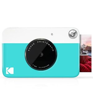 kodak printomatic digital instant print camera – full color prints on zink 2×3″ sticky-backed photo paper (blue) print memories instantly
