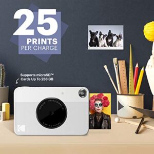 KODAK Printomatic Digital Instant Print Camera - Full Color Prints On ZINK 2x3" Sticky-Backed Photo Paper (Grey) Print Memories Instantly