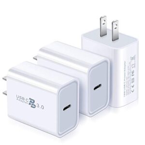 usb c charger, pofesun 3pack 20w pd fast charger block usb-c wall charger power adapter compatible with iphone 14/14 plus 13 12 11 pro max,ipad mini/pro,airpods pro, samsung galaxy s22 s21 s20-white