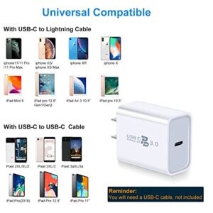 USB C Charger, Pofesun 3Pack 20W PD Fast Charger Block USB-C Wall Charger Power Adapter Compatible with iPhone 14/14 Plus 13 12 11 Pro Max,iPad Mini/Pro,AirPods Pro, Samsung Galaxy S22 S21 S20-White