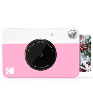 kodak printomatic digital instant print camera – full color prints on zink 2×3″ sticky-backed photo paper (pink) print memories instantly