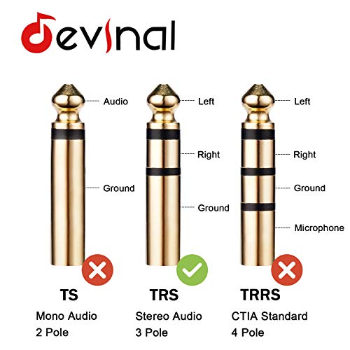 1/4 inch to 3.5mm Female Headphone Extension Cable, Devinal 6.35mm to 3.5mm (1/8" inch) Female TRS Adapter, Quarter inch to Minijack Female Stereo Cord Converter Connector 5 feet/ 1.5M