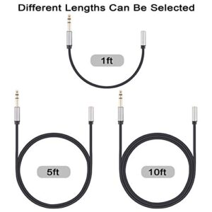 1/4 inch to 3.5mm Female Headphone Extension Cable, Devinal 6.35mm to 3.5mm (1/8" inch) Female TRS Adapter, Quarter inch to Minijack Female Stereo Cord Converter Connector 5 feet/ 1.5M