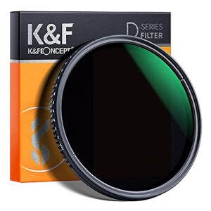 k&f concept 82mm variable neutral density filter nd8-nd2000 (3-11stop) waterproof adjustable nd lens filter with 24 multi-layer coatings for camera lens (d-series)