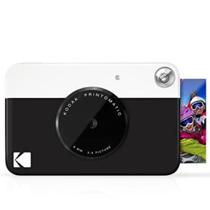 kodak printomatic digital instant print camera – full color prints on zink 2×3″ sticky-backed photo paper (black) print memories instantly