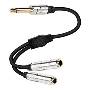 xmsjsiy 6.35mm ts guitar signal audio y splitter cable, 1/4″ male to dual mono 1/4″ female adapter with gold-plated ofc hifi ts speaker headphone extension cable-0.5m/1.6ft