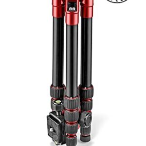 Manfrotto Element Traveller Small Aluminum 5-Section Tripod Kit with Ball Head, Element Small 56.3", Red