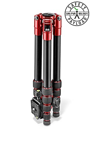 Manfrotto Element Traveller Small Aluminum 5-Section Tripod Kit with Ball Head, Element Small 56.3", Red
