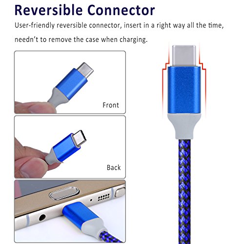 USB C Cable 3-Pack 10ft Type C Charger Fast Charging, Pofesun USB A to USB C Charger Cable Nylon Braided Cord Compatible with Samsung Galaxy S21 S20 S10 S9 S8 Plus Note 20 10 A51 A12-Blue,Green,Purple