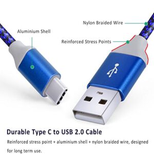 USB C Cable 3-Pack 10ft Type C Charger Fast Charging, Pofesun USB A to USB C Charger Cable Nylon Braided Cord Compatible with Samsung Galaxy S21 S20 S10 S9 S8 Plus Note 20 10 A51 A12-Blue,Green,Purple