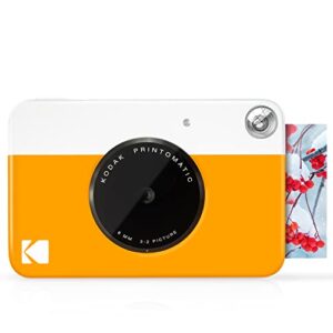 kodak printomatic digital instant print camera – full color prints on zink 2×3″ sticky-backed photo paper (yellow) print memories instantly