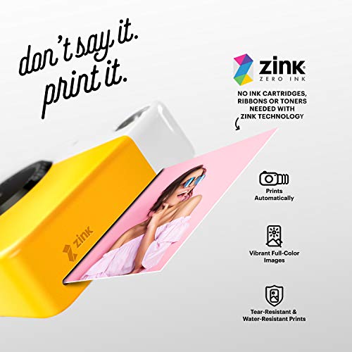 KODAK Printomatic Digital Instant Print Camera - Full Color Prints On ZINK 2x3" Sticky-Backed Photo Paper (Yellow) Print Memories Instantly