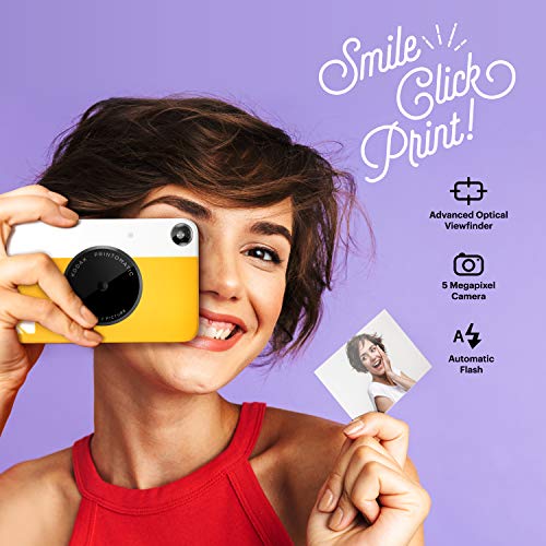 KODAK Printomatic Digital Instant Print Camera - Full Color Prints On ZINK 2x3" Sticky-Backed Photo Paper (Yellow) Print Memories Instantly