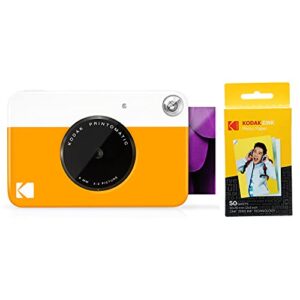 kodak printomatic digital instant print camera (yellow) with kodak 2ʺx3ʺ premium zink photo paper (50 sheets)