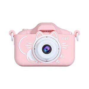 ladigasu newest cat cartoon children’s camera front and rear double lens 20 million selfie camera parent-child gift camera christmas puzzle gift