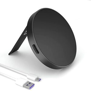 magnetic wireless charger with kickstand 15w, for magsafe iphone 14/14 plus/14 pro/14 pro max/13/13 mini/13 pro/13 pro max/12/12 mini/12 pro/12 pro max, aluminum round mag charging pad, black
