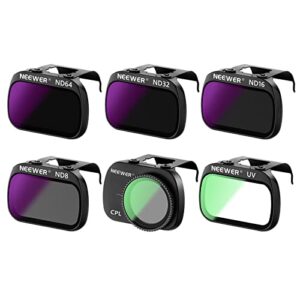 neewer nd filter set compatible with dji mavic mini mini 2 mini se mini 2se, mavic mini filters set 6 pack (cpl, uv, nd8, nd16, nd32, and nd64 filter), drone accessories