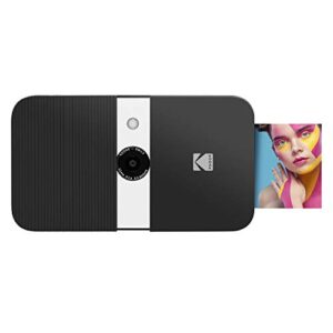 kodak smile instant print digital camera – slide-open 10mp camera w/2×3 zink printer (black/ white)