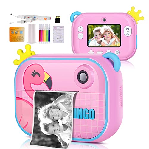 Instant Print Camera for Kids,Zero Ink Kids Camera with Print Paper,Selfie Video Digital Camera with HD 1080P 2.4 Inch IPS Screen,3-14 Years Old Children Toy Learning Camera for Birthday,Chistmas