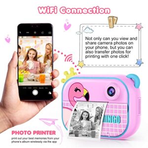 Instant Print Camera for Kids,Zero Ink Kids Camera with Print Paper,Selfie Video Digital Camera with HD 1080P 2.4 Inch IPS Screen,3-14 Years Old Children Toy Learning Camera for Birthday,Chistmas